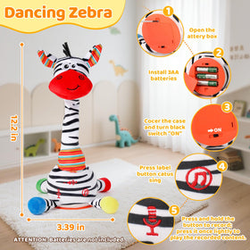 FATIRO zebra toy showcasing voice recording function for interactive play