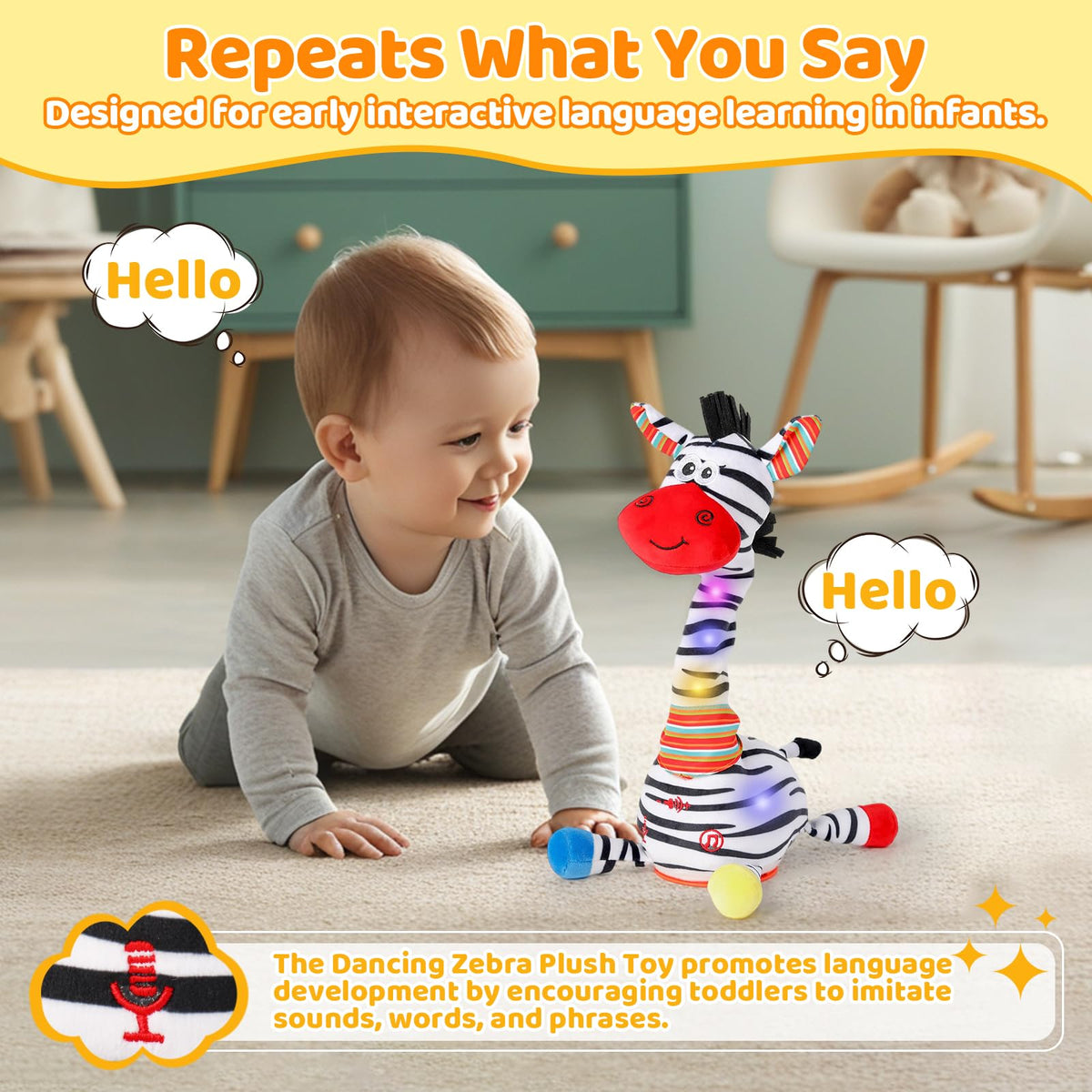 Volume control on FATIRO zebra toy for adjustable sound levels