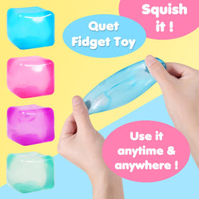 FauKait Stress Cube blue side view, soothing tactile relief during work.