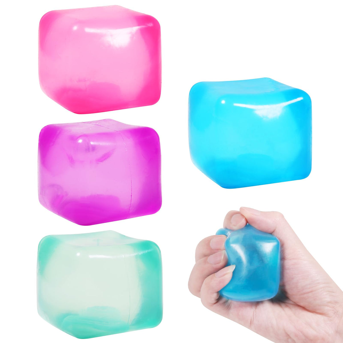 FauKait stress cubes pink in hand provide calming tactile relief for focus.