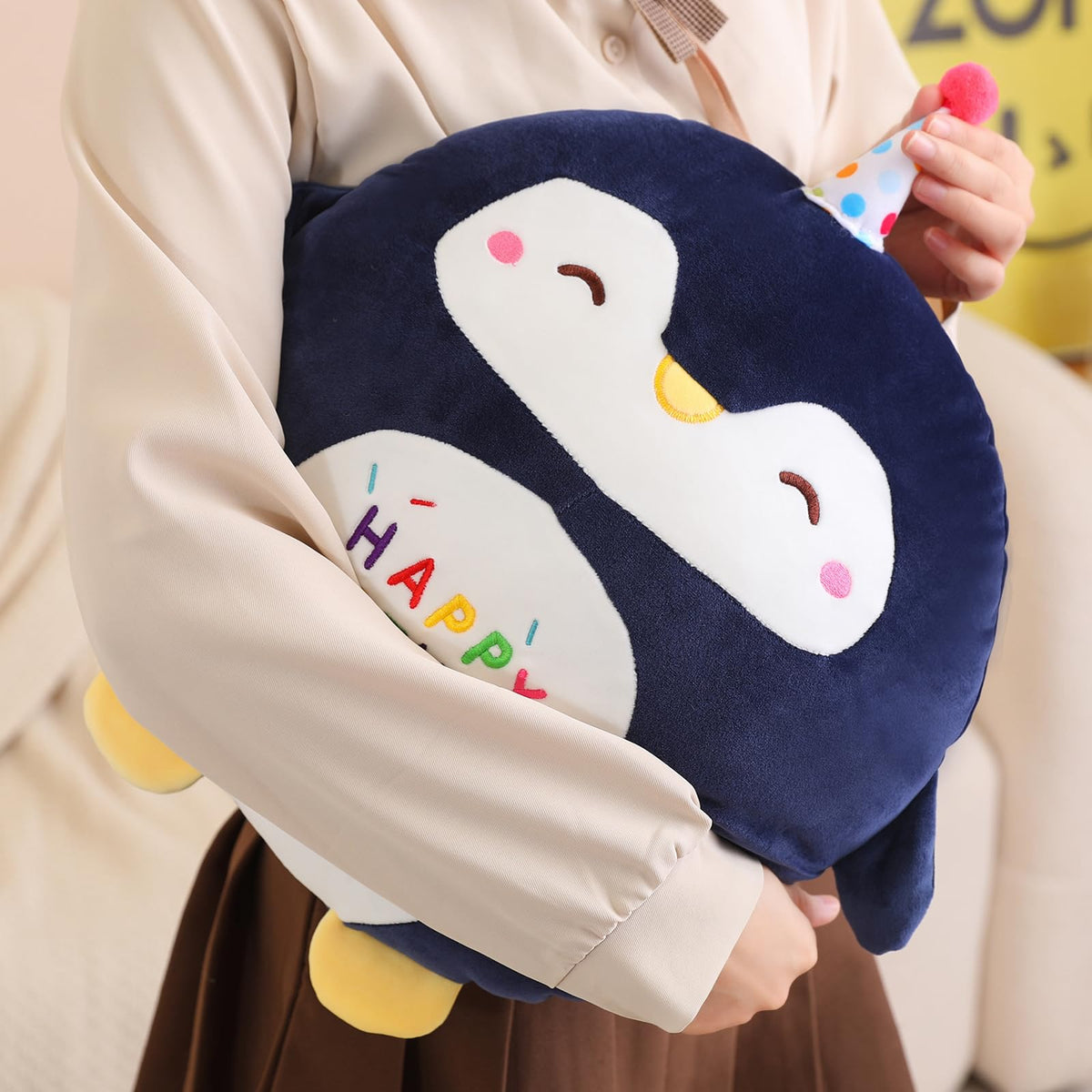 Fawowe Penguin plush toy shown as a decor accent in a kid's room