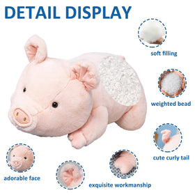 Fawowe pig weighted plush side view, comforting bedtime friend.
