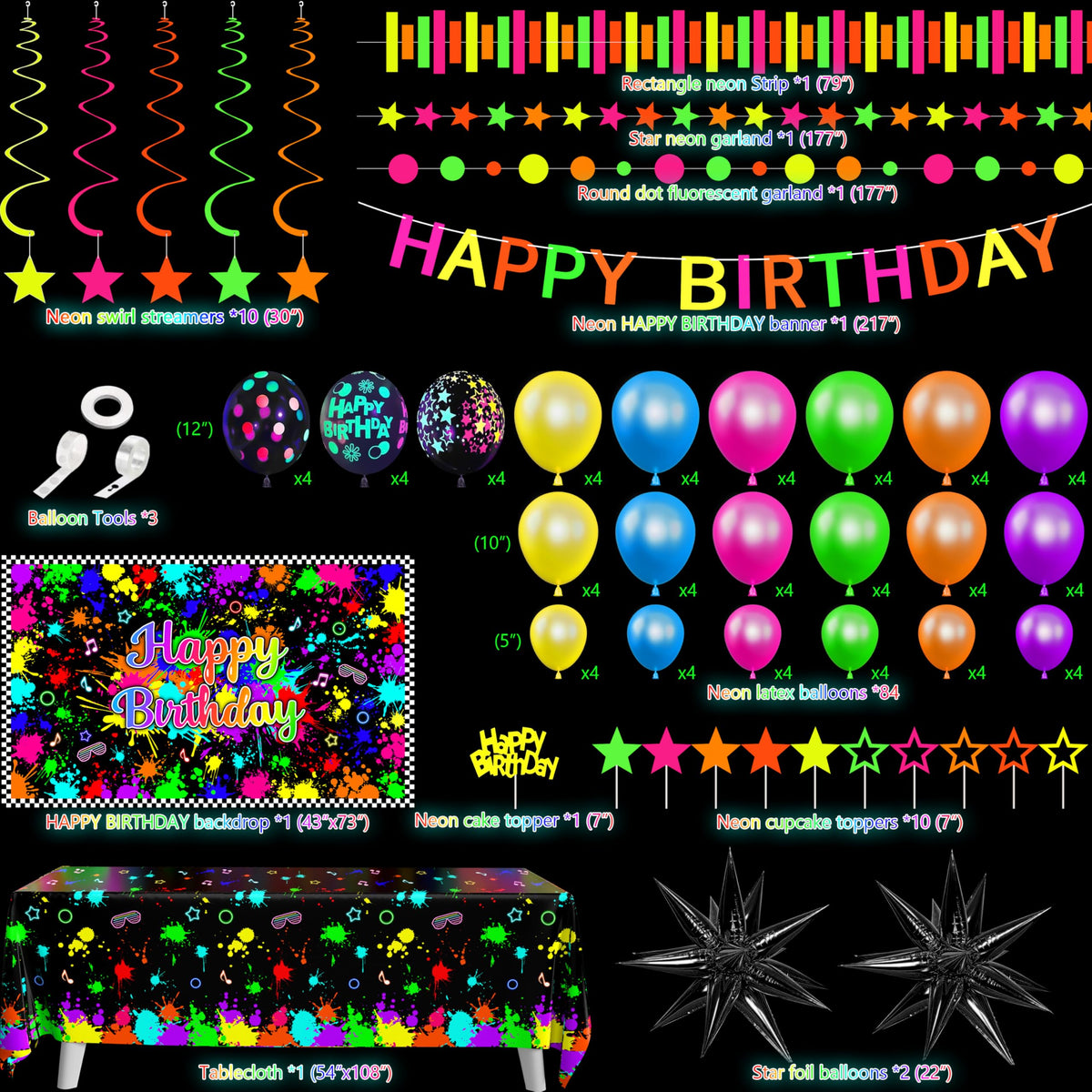 Fayoo happy birthday neon banner brightens cake-cutting moments with glow.