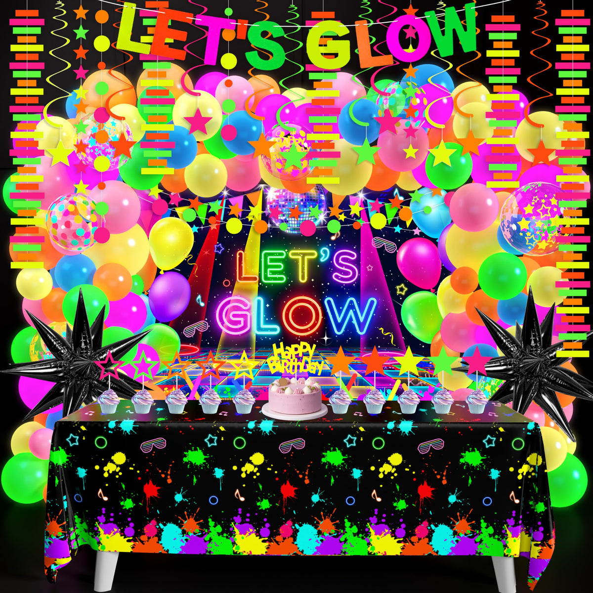 Fayoo lets glow backdrop enhances bold birthday party photos