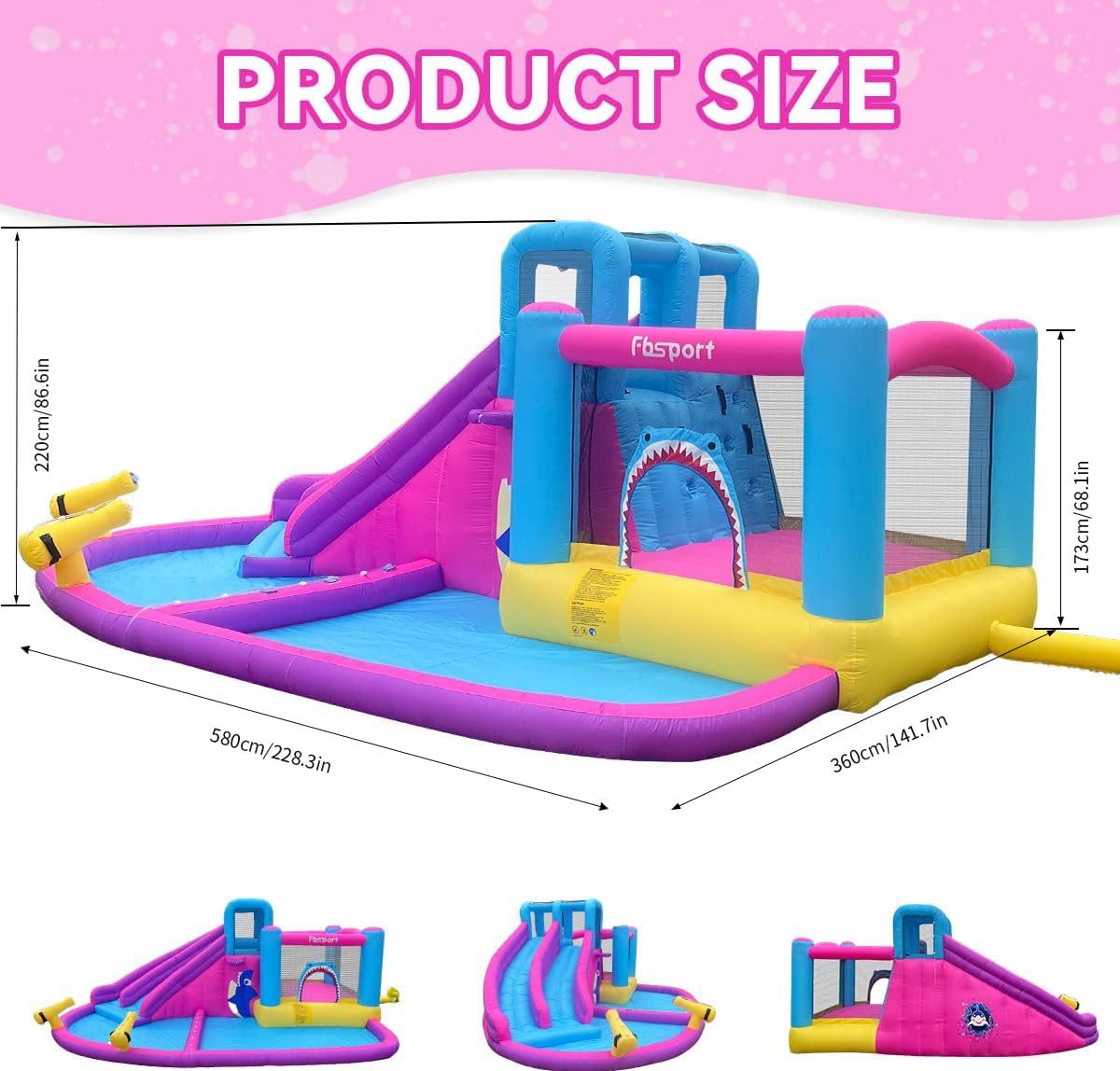 FBSPORT portable backyard inflatable playset designed for indoor or outdoor use