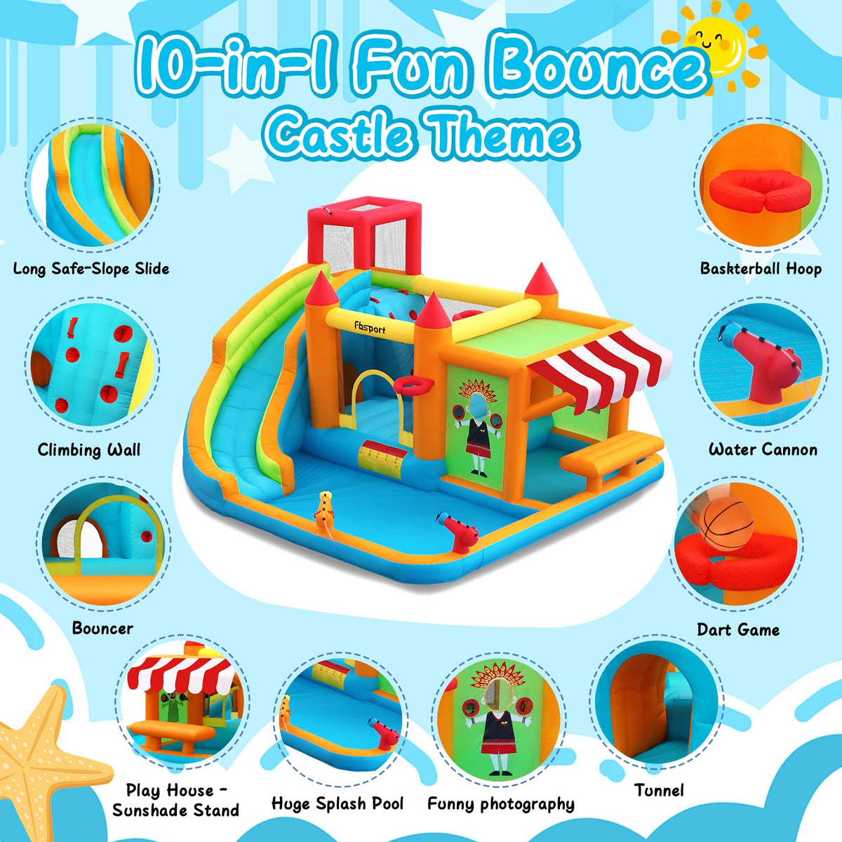 FBSPORT climbing wall and bounce area promote imaginative play and physical activity