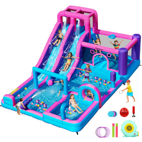 FBSPORT bounce house with double water slides for backyard party fun