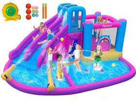 FBSPORT inflatable bounce house double slide ready for backyard fun and group play