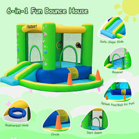 FBSPORT inflatable bounce house green ball pit area for interactive play and splash pool option