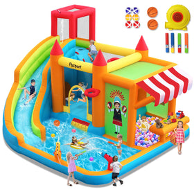 FBSPORT inflatable bounce house water slide front view for safe outdoor play and family fun