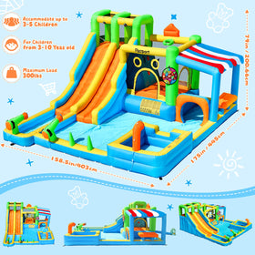 FBSPORT water slide with multiple activities for backyard family play