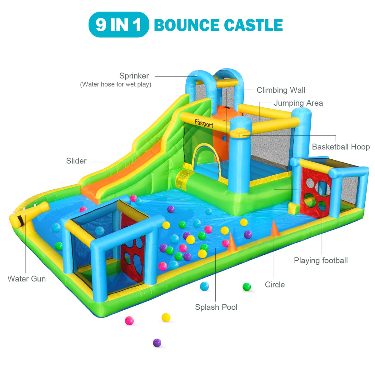 FBSPORT splash pool area for refreshing play and cooling on warm days