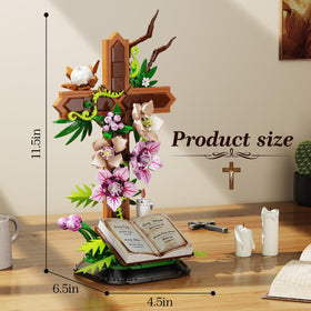 FCEYOUT Cross Flower Building Set size 8 by 5 by 11 inches, compact display possibility