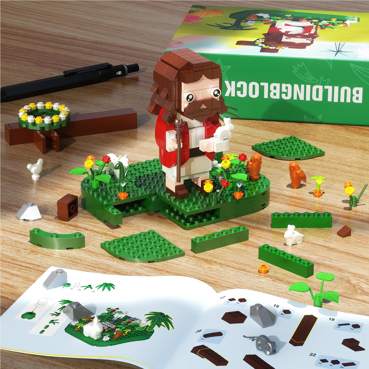 FCEYOUT Jesus Building Block Set ABS plastics ensure smooth edges and durable, safe play