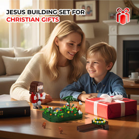 FCEYOUT Jesus Building Block Set flowers and animals create a peaceful, decorative scene