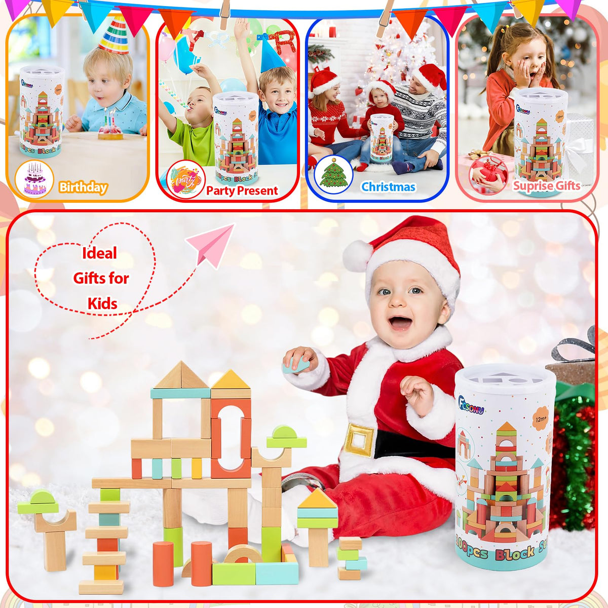 FCSONU toddler building castle scene encourages imaginative play and fine motor practice