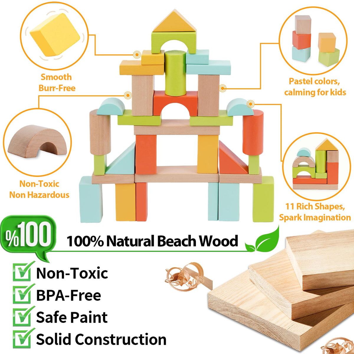 FCSONU 100-piece blocks set suits home classroom and on-the-go learning