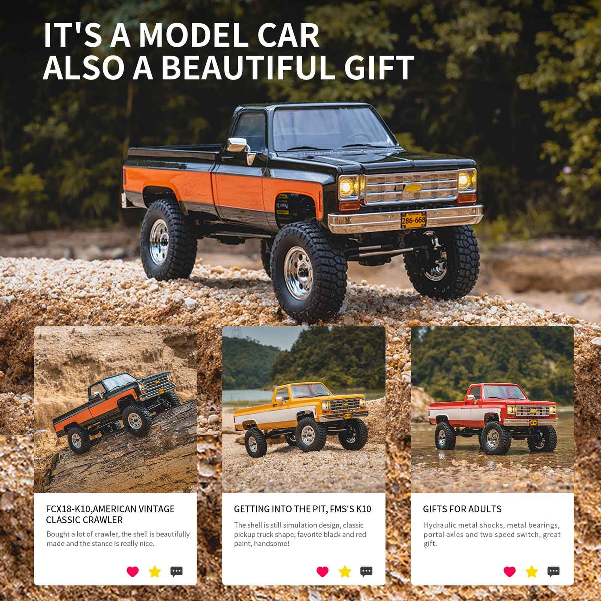 FCX18 FMS Chevrolet K10 licensed RC truck embodies authentic licensing