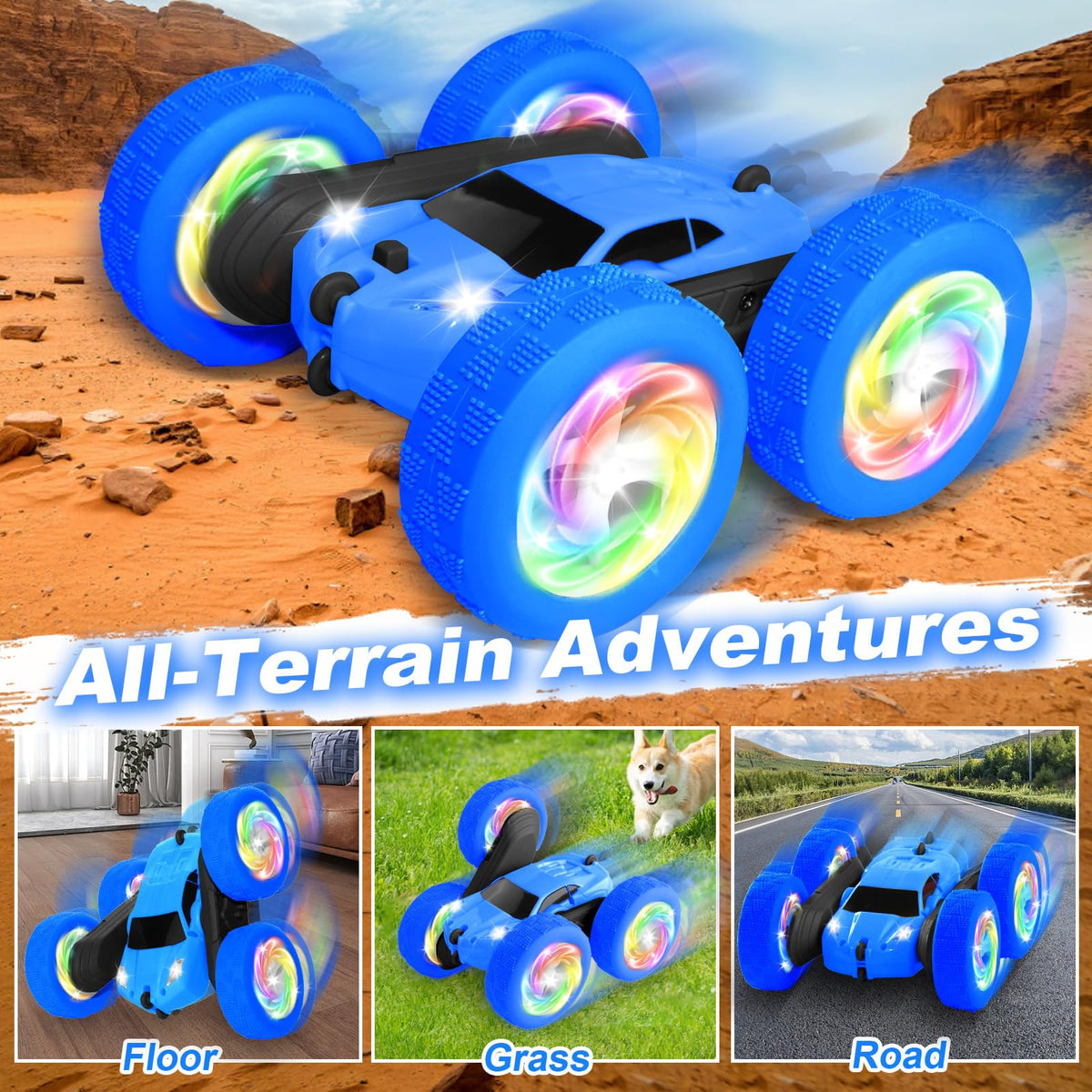 FDCTR remote control car blue durable ABS shell withstands bumps.