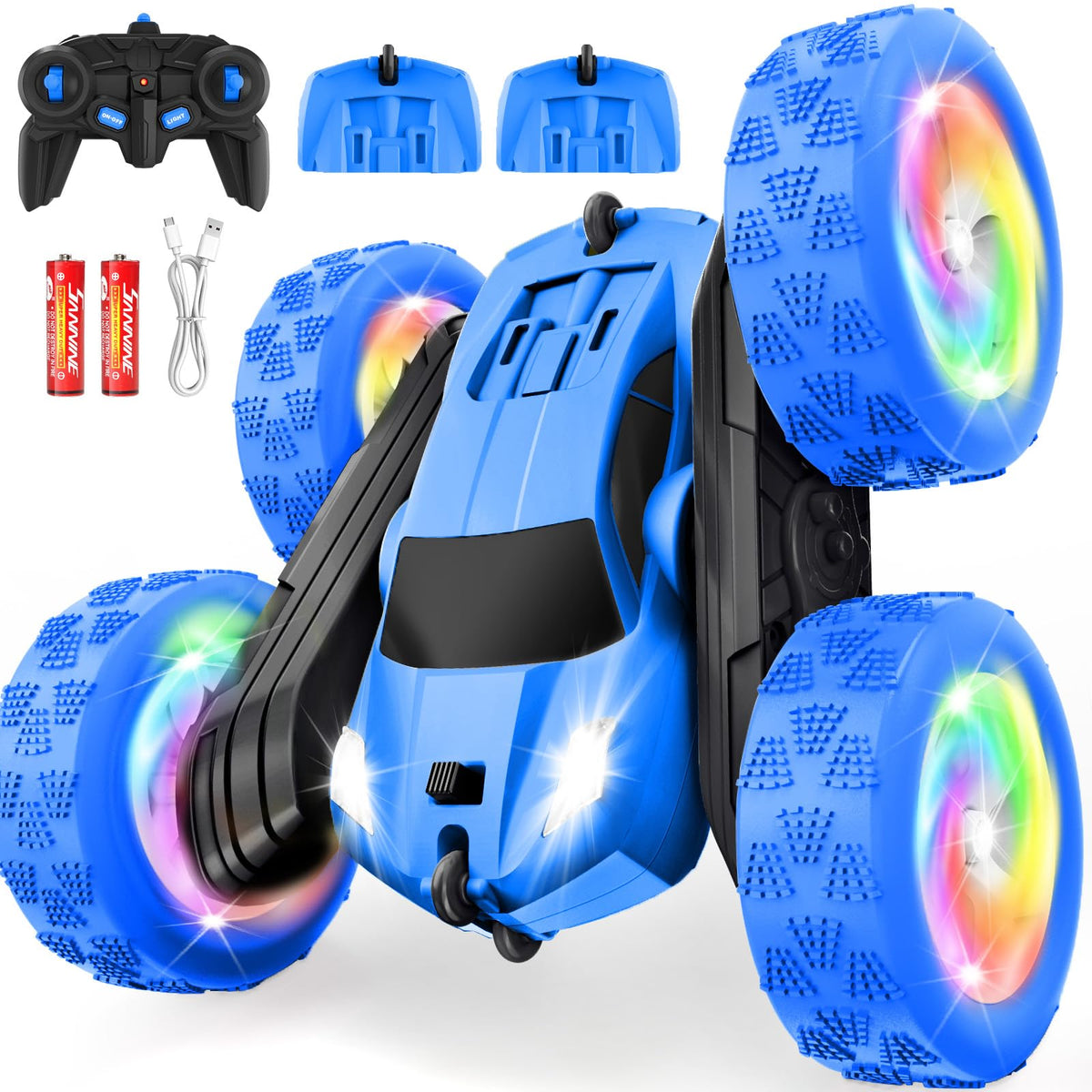FDCTR remote control car blue front view showing easy, responsive indoor and outdoor play.