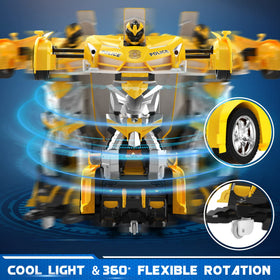 FDJ 1:18 scale transforming car performing 360-degree spins.