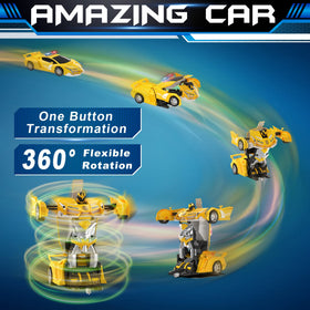 FDJ transform robot mode with flashing LED lights for dramatic play.