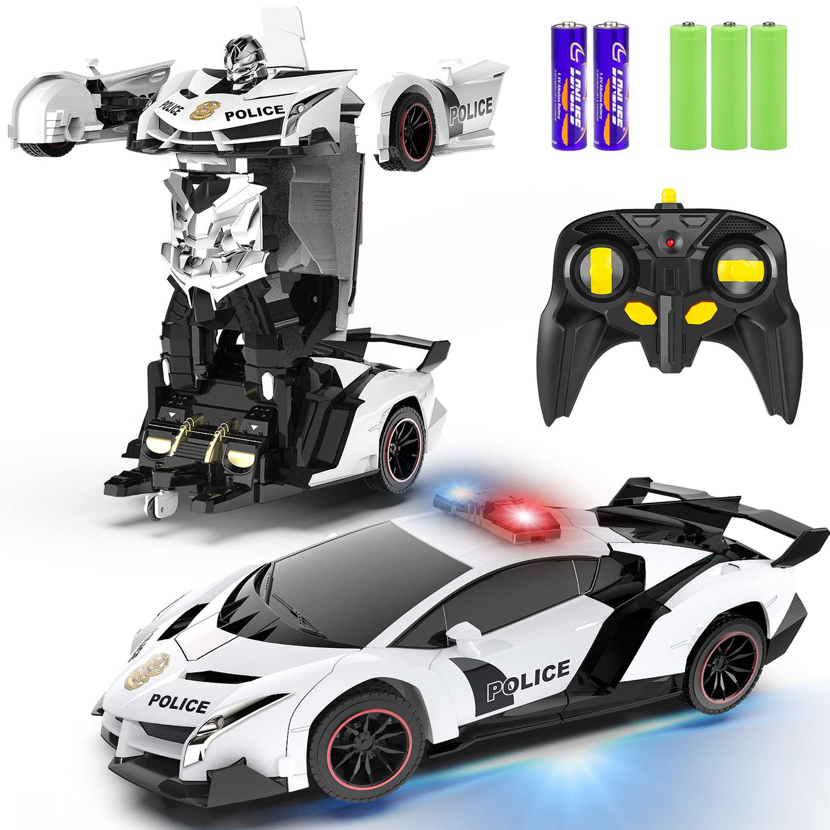 FDJ remote control car front view highlighting transforming design for kids' playtime.