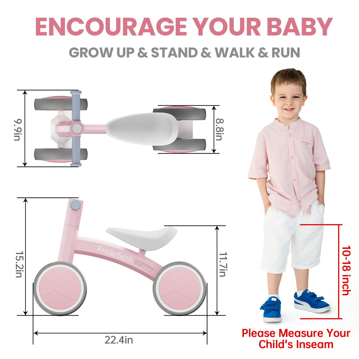Fealarfaith balance bike with carbon steel frame for durable growth and long use