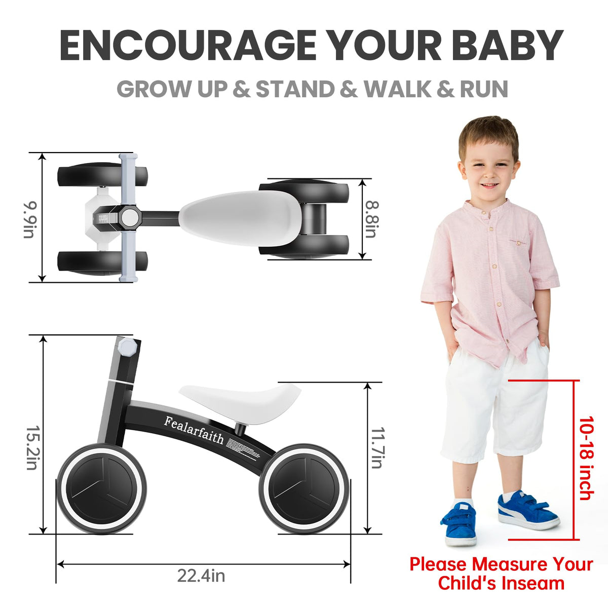 Fealarfaith balance bike four-wheel light show enhances early coordination through movement
