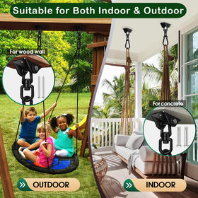 Feanron ceiling hooks with 360-degree rotation for smooth swinging.
