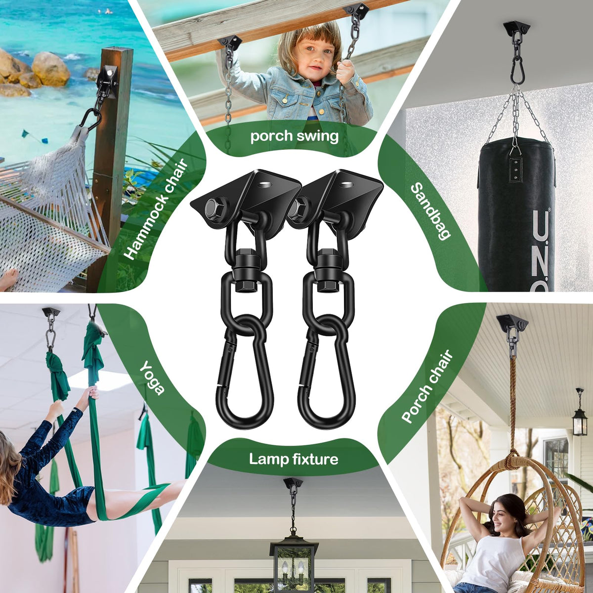 Feanron hammock kit supports yoga swing and light workouts.
