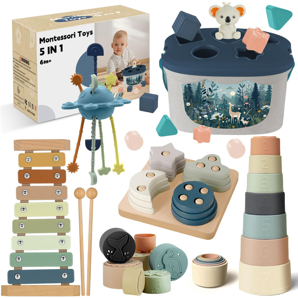 FEBALHS Montessori Toys Set overview promotes interactive learning.