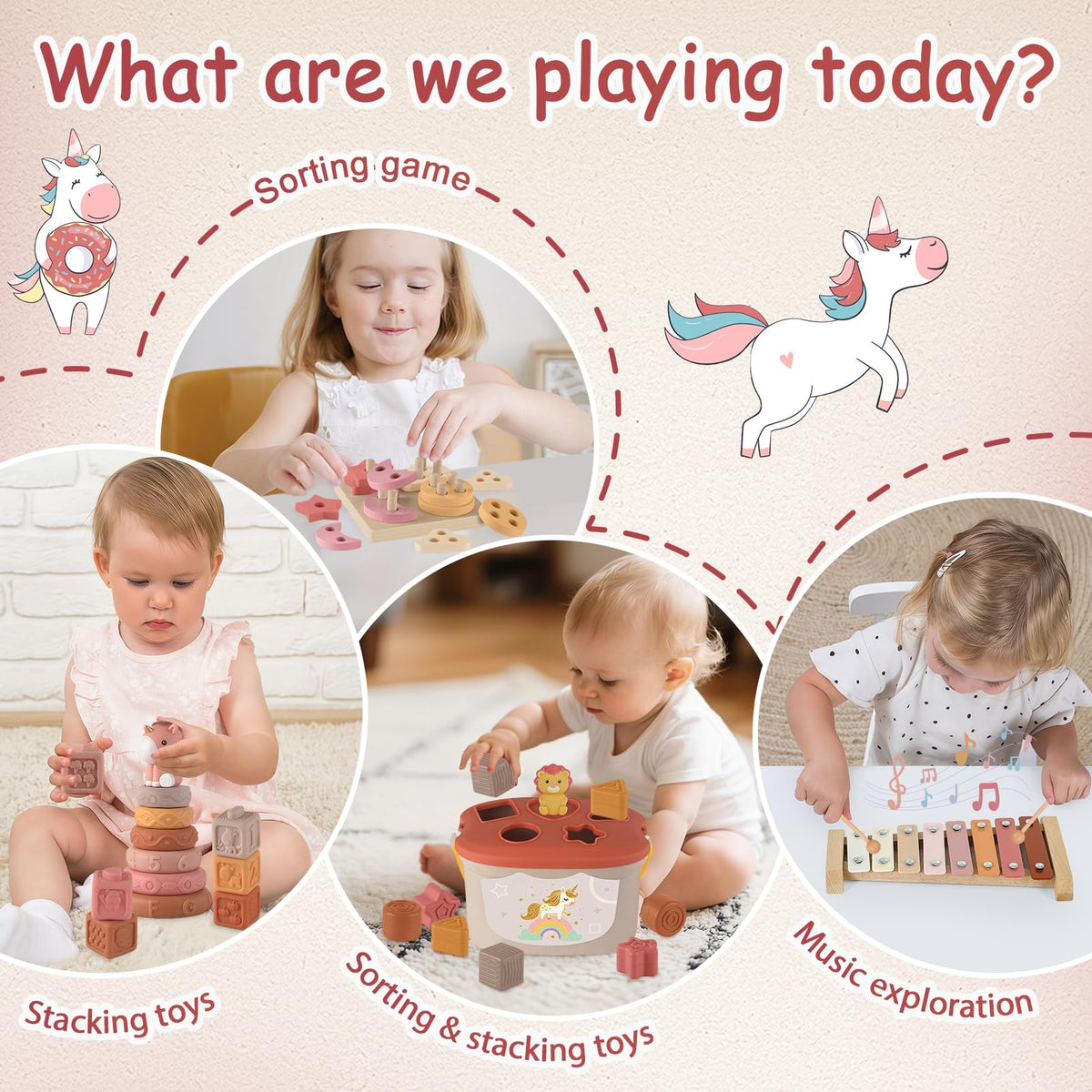 FEBALHS shape sorter bucket supports color and shape recognition during portable play