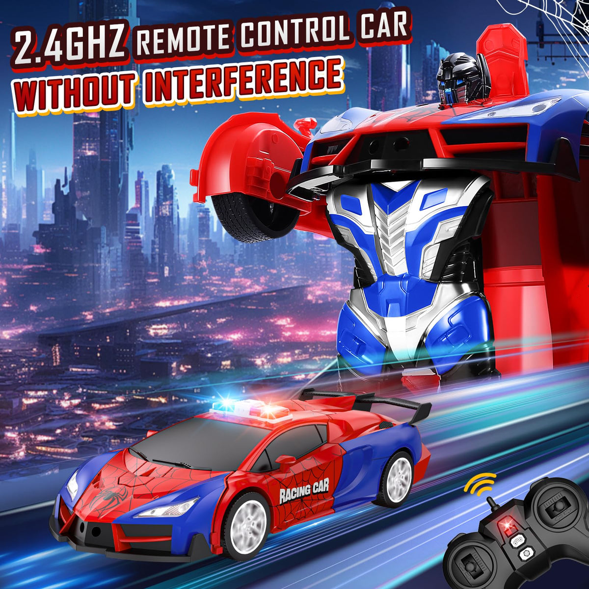Febyhim robot mode in action with dynamic movements for imaginative play.