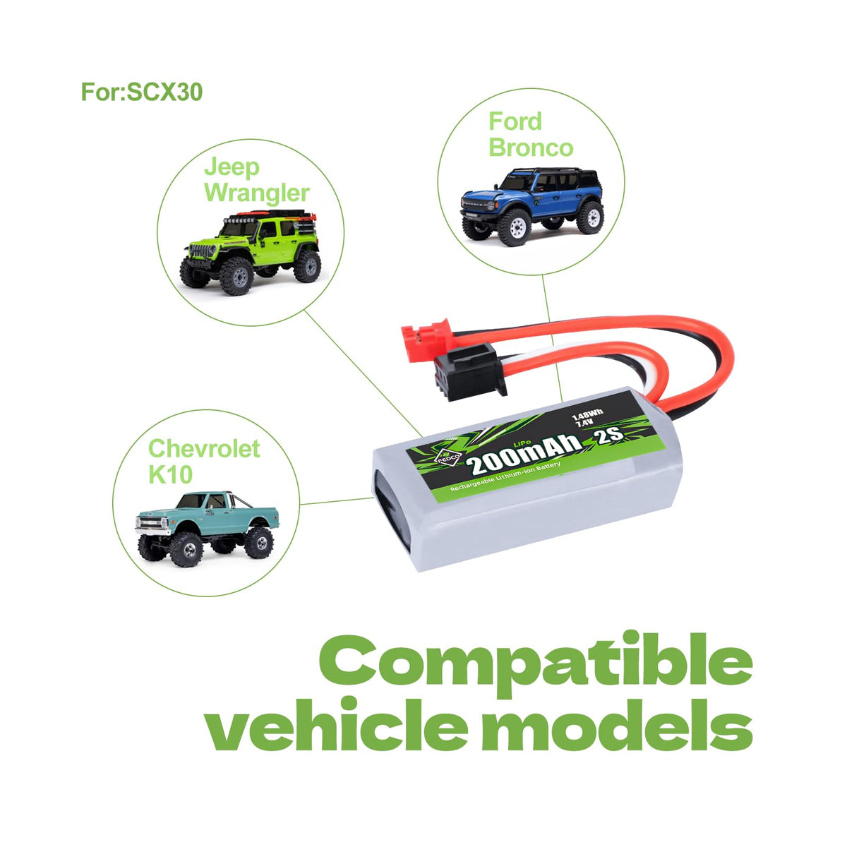 FEDCO SCX30 battery side view showing compact design for SCX30 upgrades