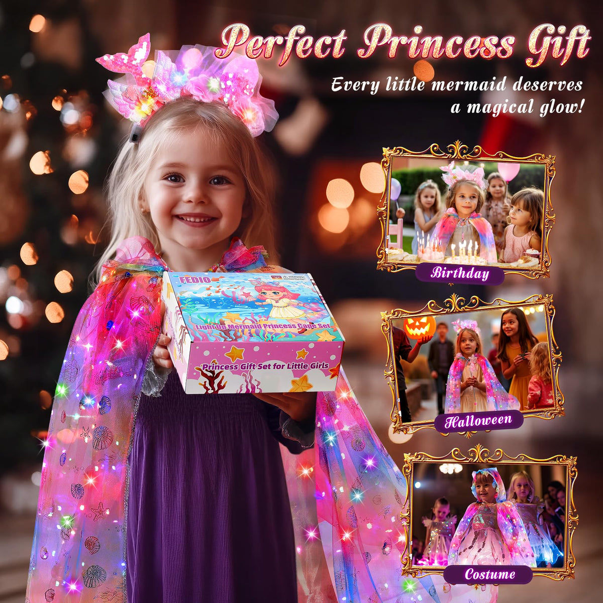 Fedio Mermaid accessories set bundles headband, bag, and jewelry for full fantasy play.