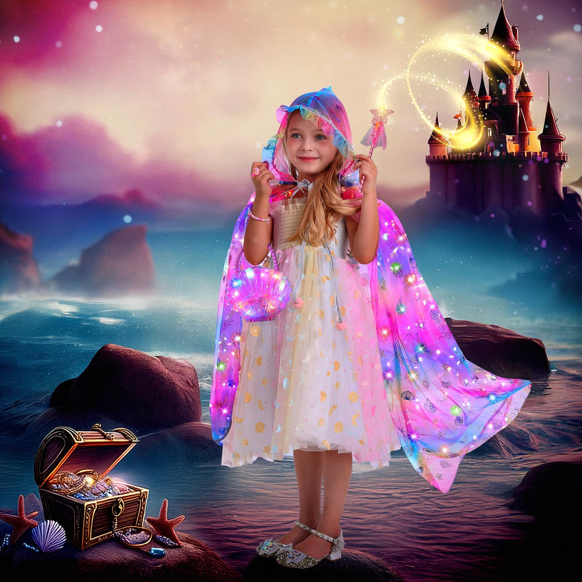 Fedio Mermaid headband lights up to add sparkle to princess moments.