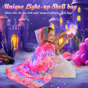 Fedio Mermaid shell bag glows with multiple lighting options for treasure hunts.
