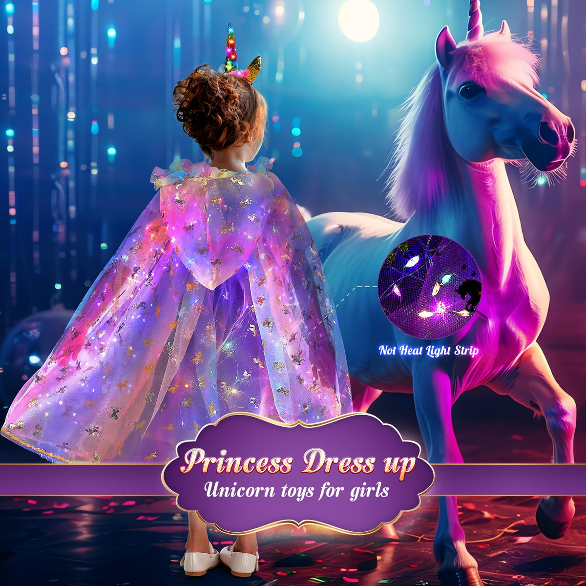 Fedio Princess dress on model for Halloween purple look