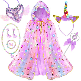 Fedio Princess dress with unicorn cape glows softly for magical night play