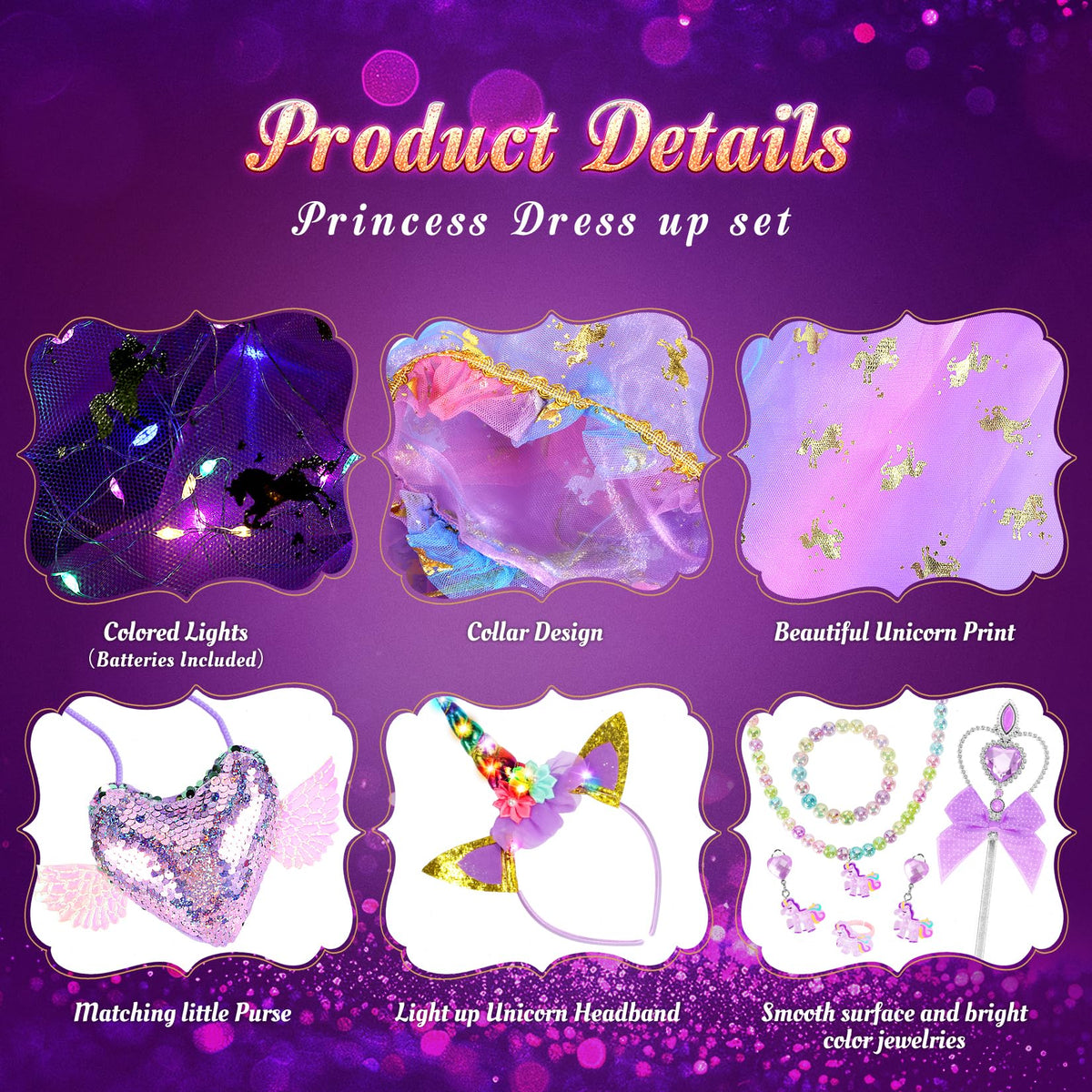 Fedio purple unicorn wand completes the princess ensemble for pretend play