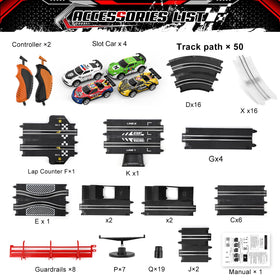Fedonak long 24.3 ft track provides extended play and battles.