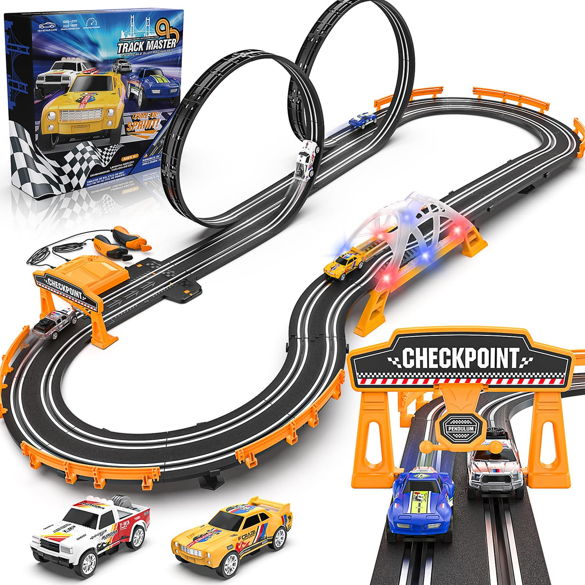 Fedonak slot car track straight section for fast, stable races.