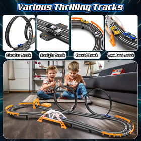 Fedonak slot car track two-car setup for head-to-head play.
