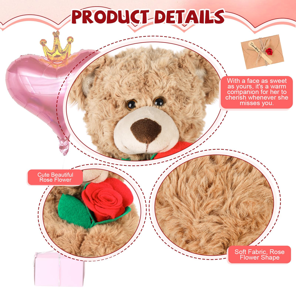 feeking 12in teddy, durable stitching suitable for hugs and decor.