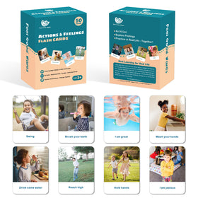 Feel Good Waves Actions Flash Cards show real-life photos to boost language through actions.
