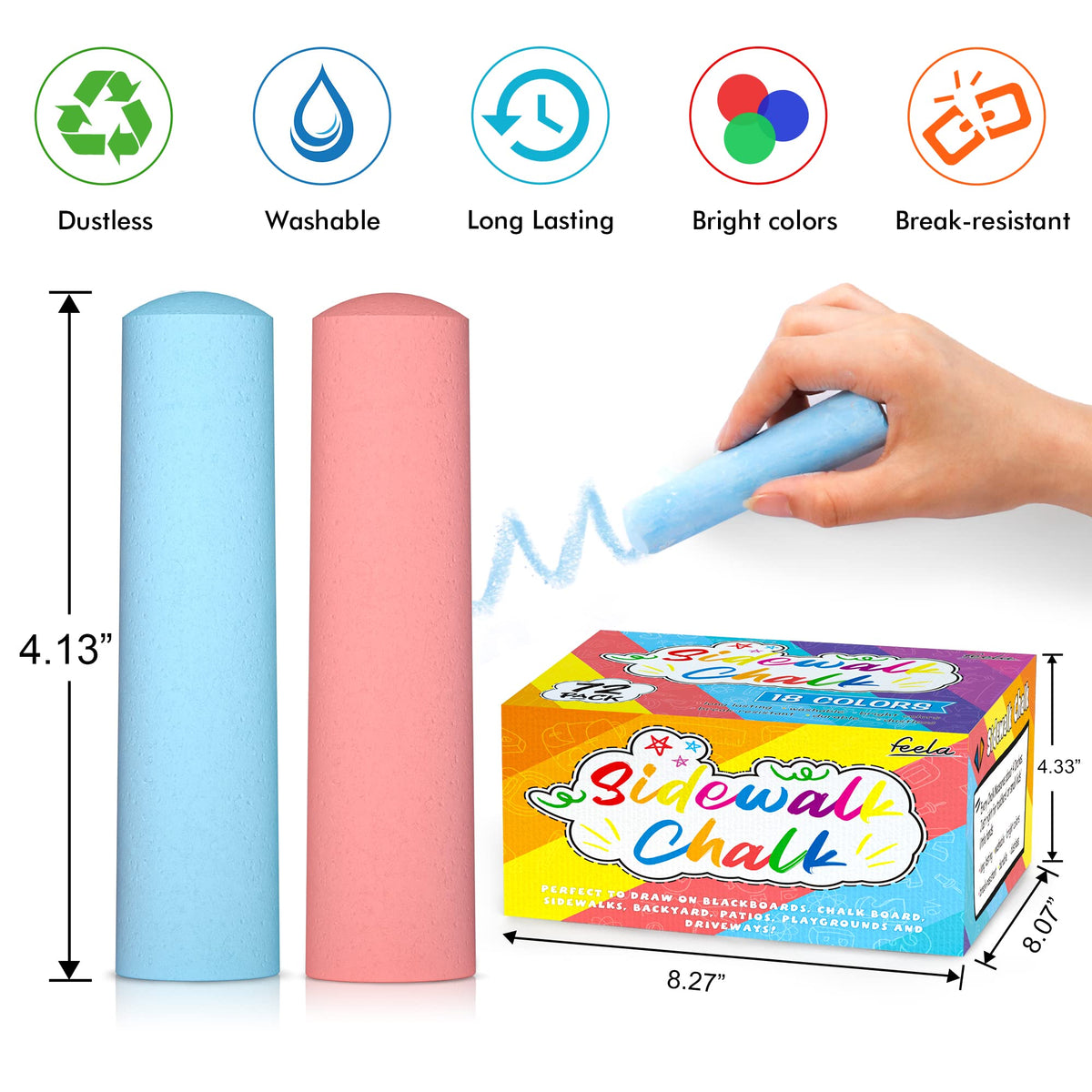 Feela frustum-shaped chalk stays steady and avoids rolling away.