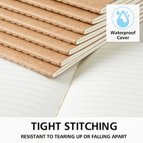feela kraft notebook close-up stitching highlights sturdy binding.