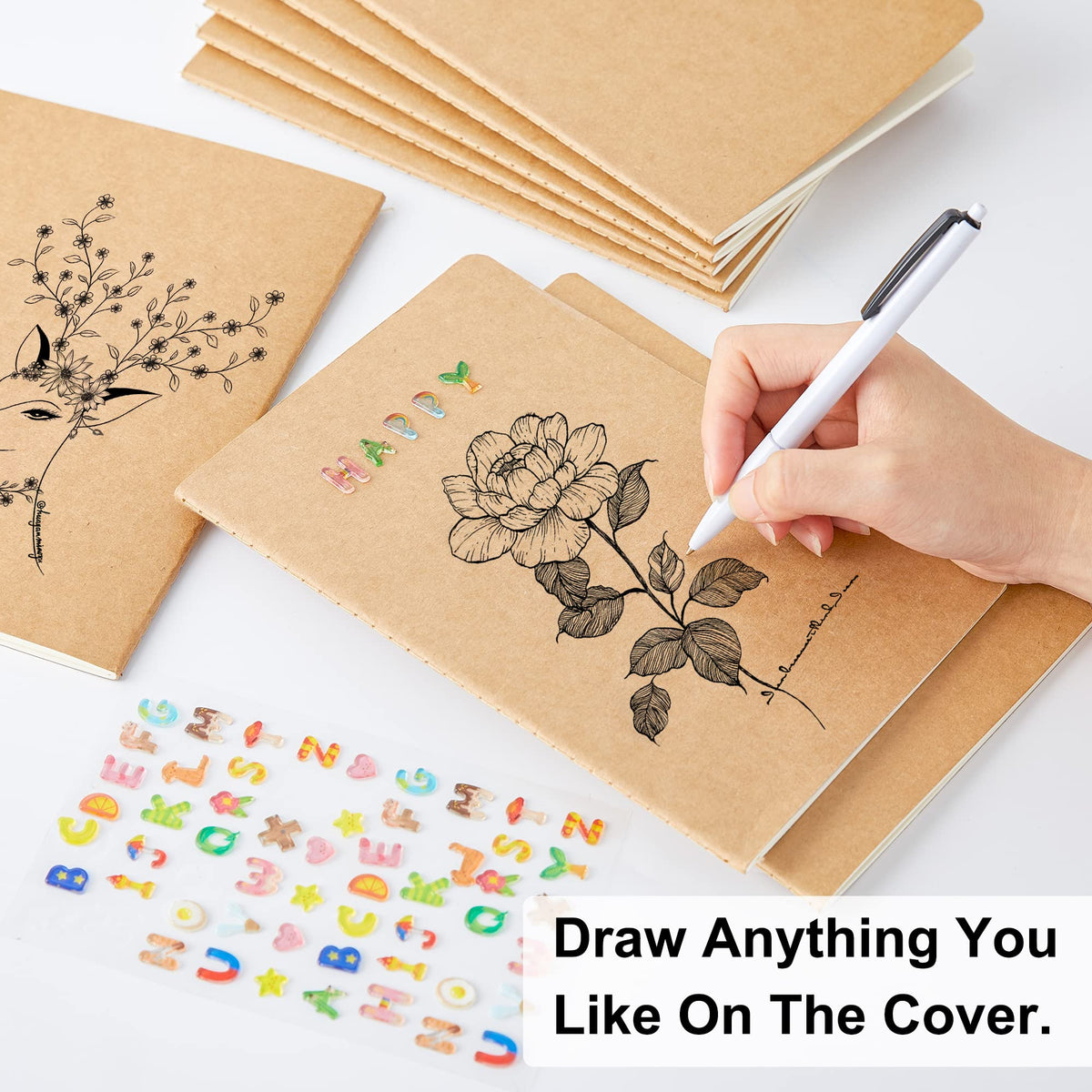 Feela Kraft Notebooks Bulk open-flat layout for easy writing at a desk