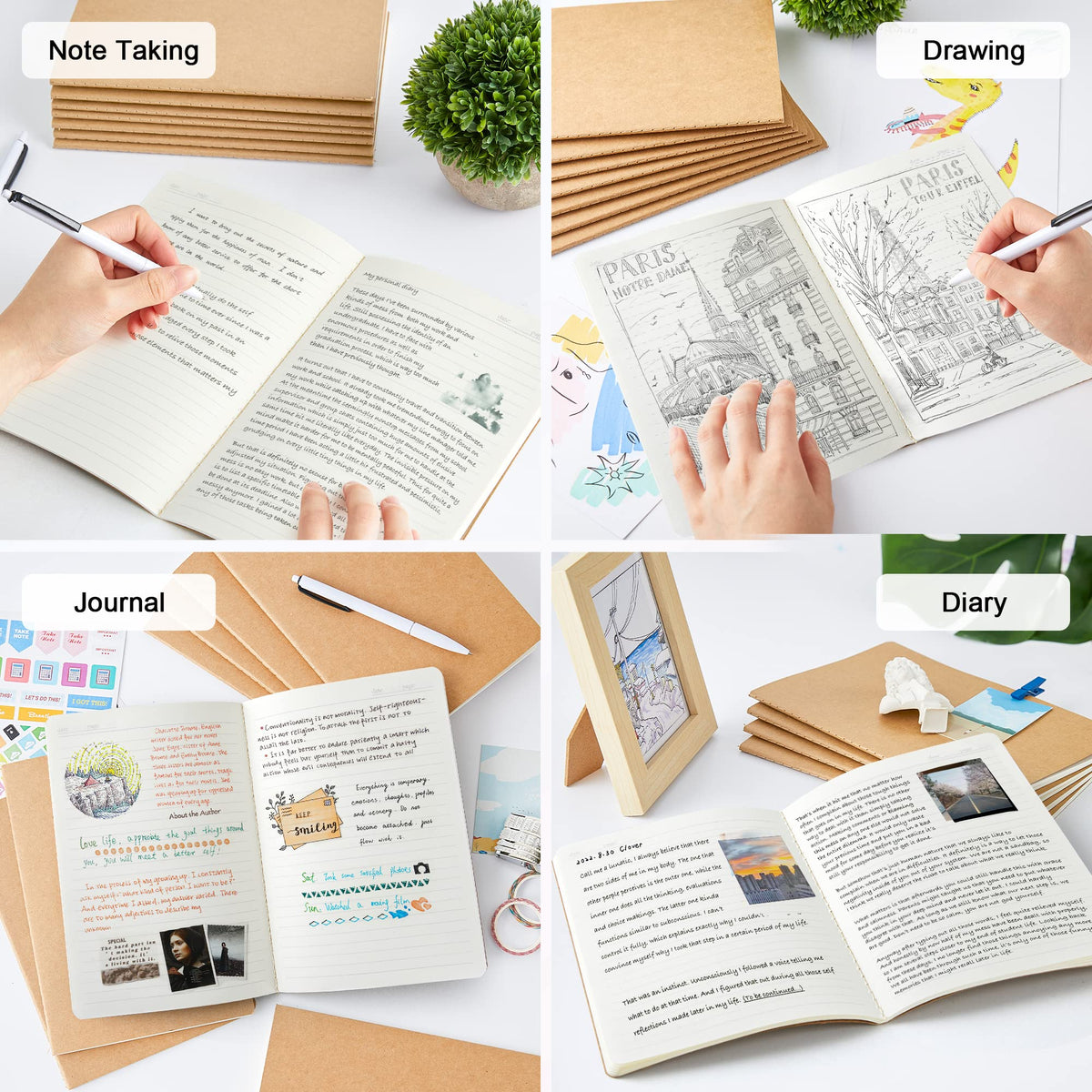 Feela Kraft Notebooks Bulk portable travel-friendly format for commuting notes
